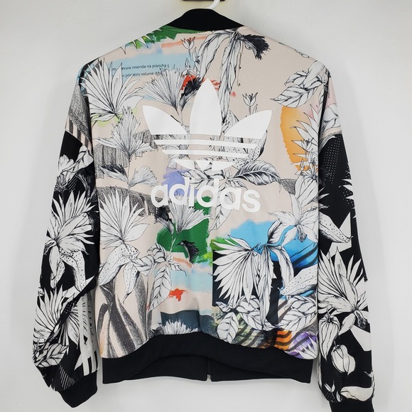 Adidas Originals x Farm Rio Multi Print Floral Hawaiian Bomber Track Jacket S - Picture 2 of 14